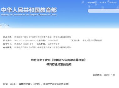 教育部关于发布《中国青少年阅读素养框架》教育行业标准的通知